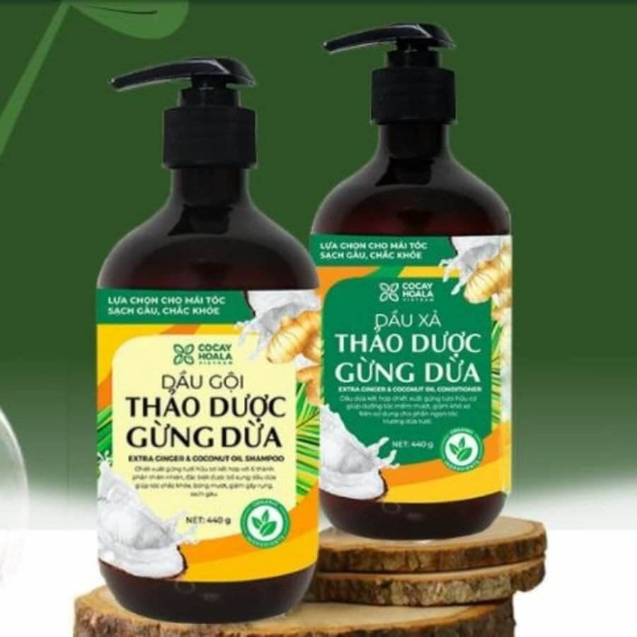 Combo Dầu Gội - Xả Thảo Dược Gừng Dừa