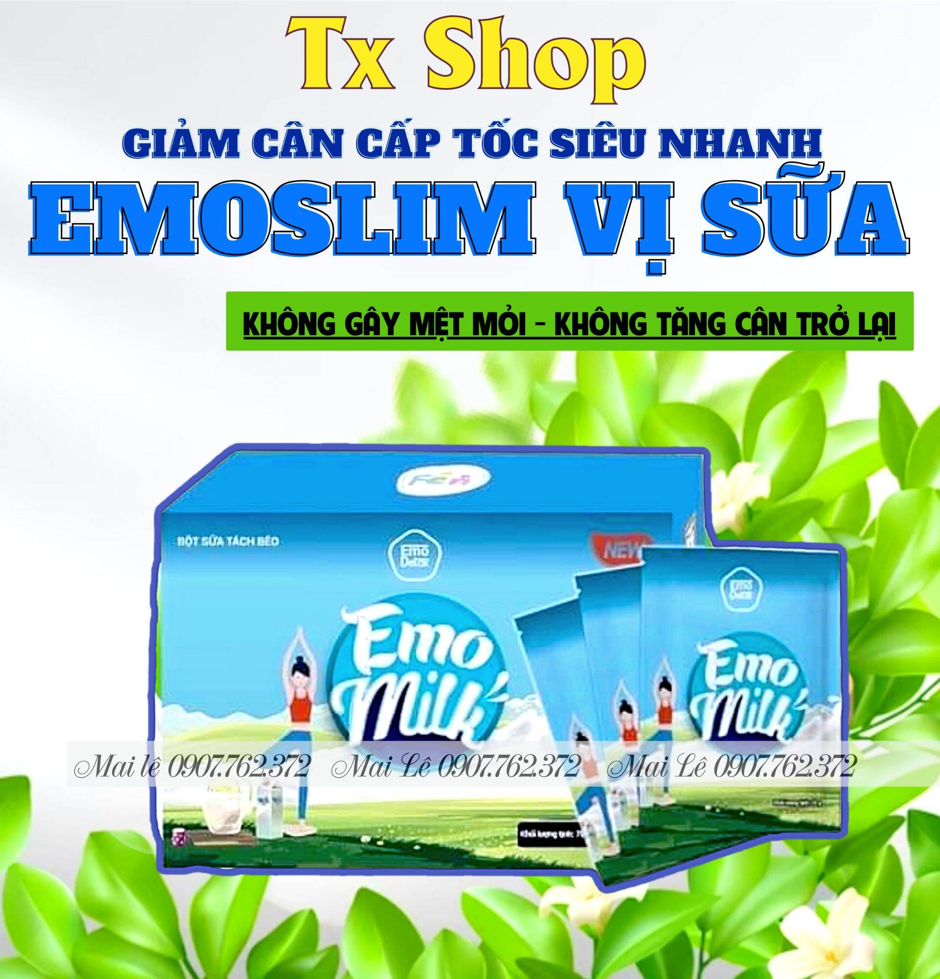 BỘT SỮA GIẢM CÂN EMOSLIM TÁCH BÉO / Tặng kèm quà tặng và che tên sản phẩm