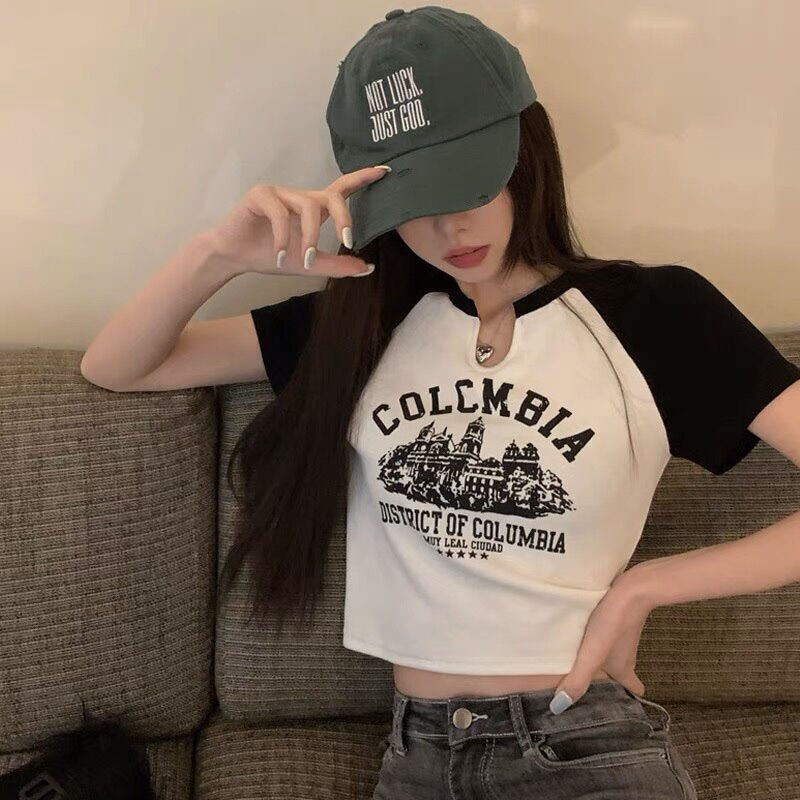 Áo croptop phối cổ bẻ colom tay ngắn BG