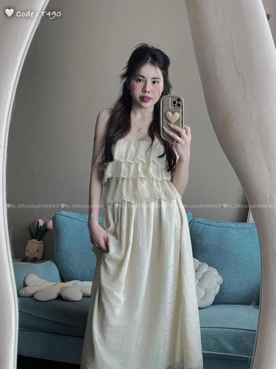 Set áo 2 dây bèo peplum tầng kèm chân váy dài - Bộ 2 món áo 2 dây peplum kèm váy voan tơ