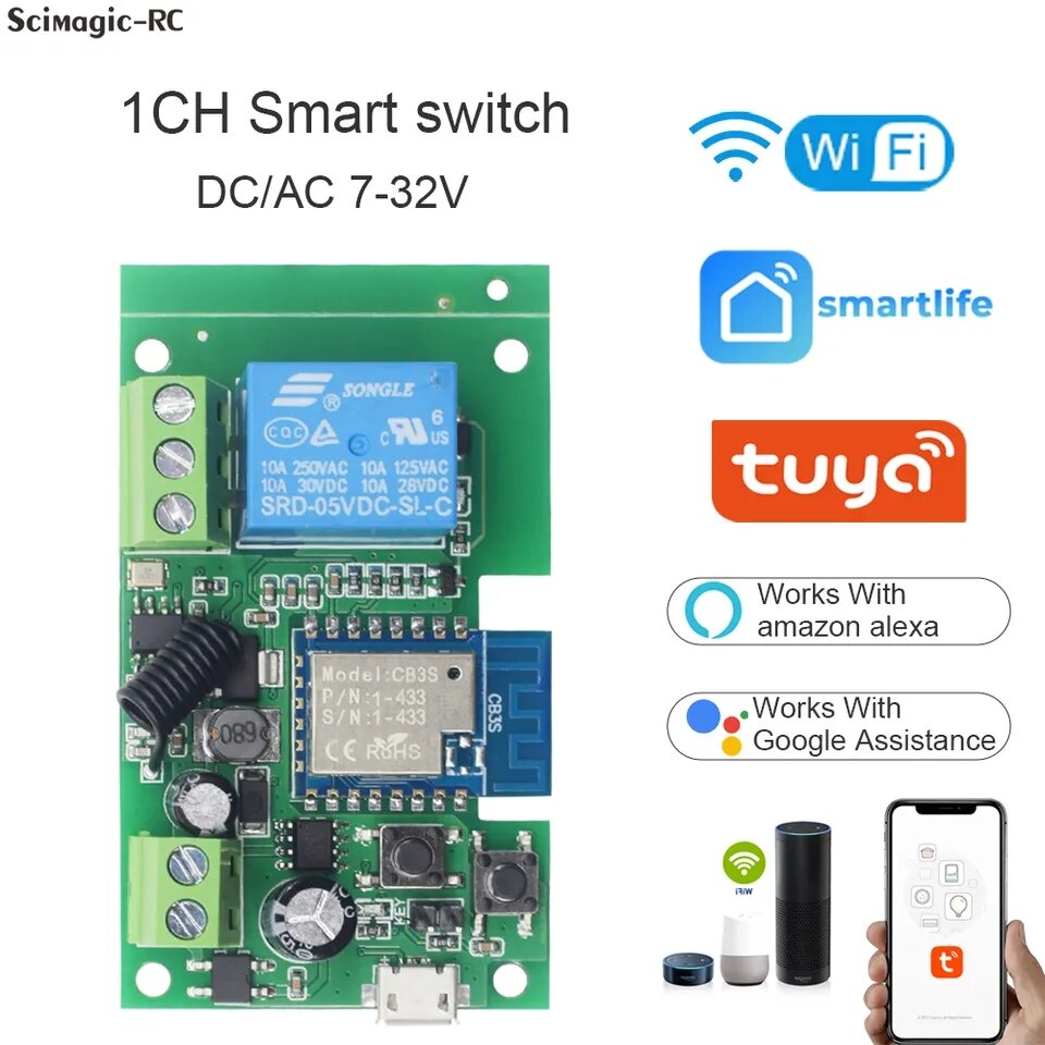 4ch on/off WiFi + RF on/off switch individual 4 lights (4ch Smart Switch)