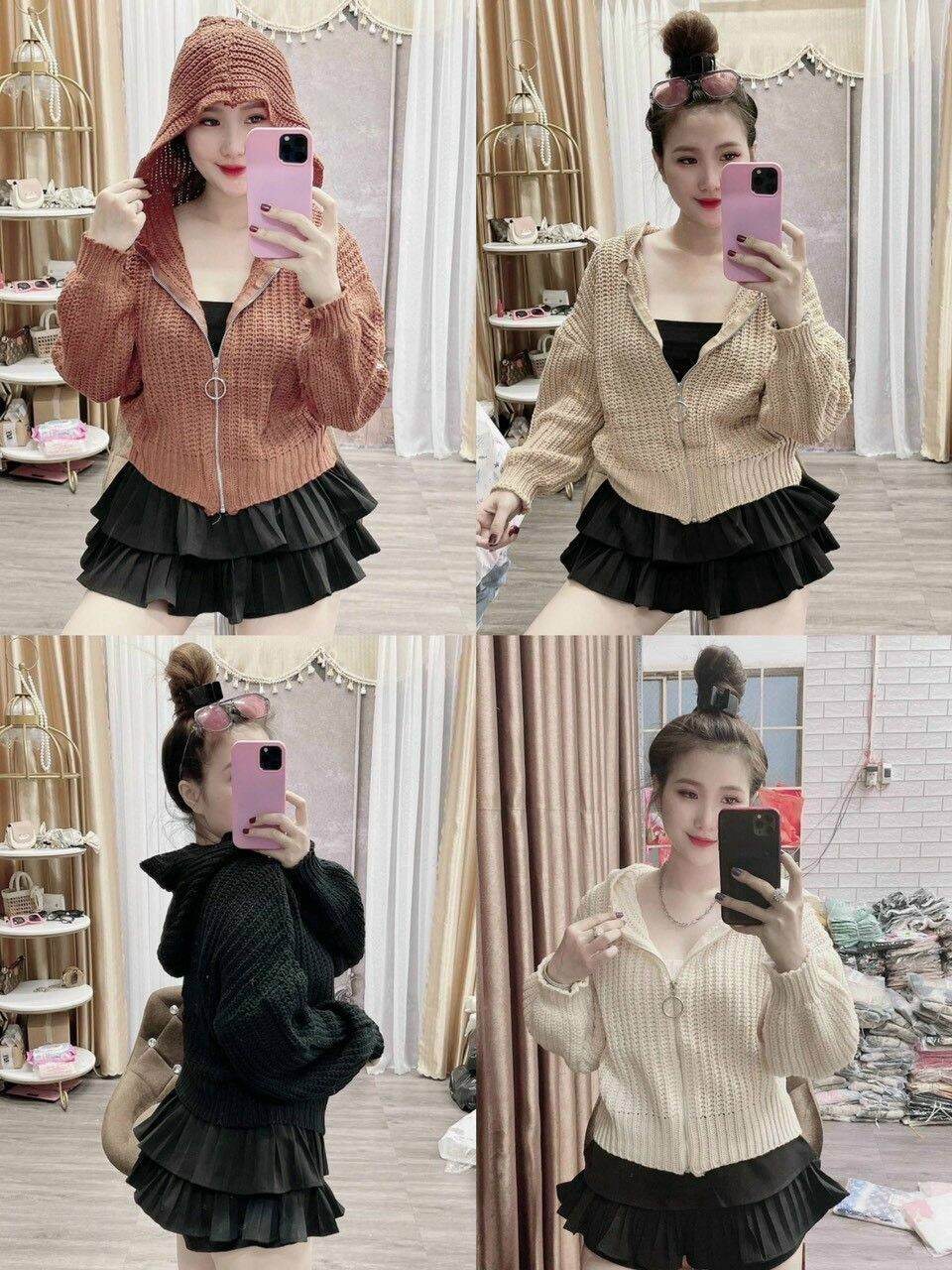 ÁO KHOÁC LEN NỮ CÓ NÓN CHẤT LEN SIÊU CHUẨN