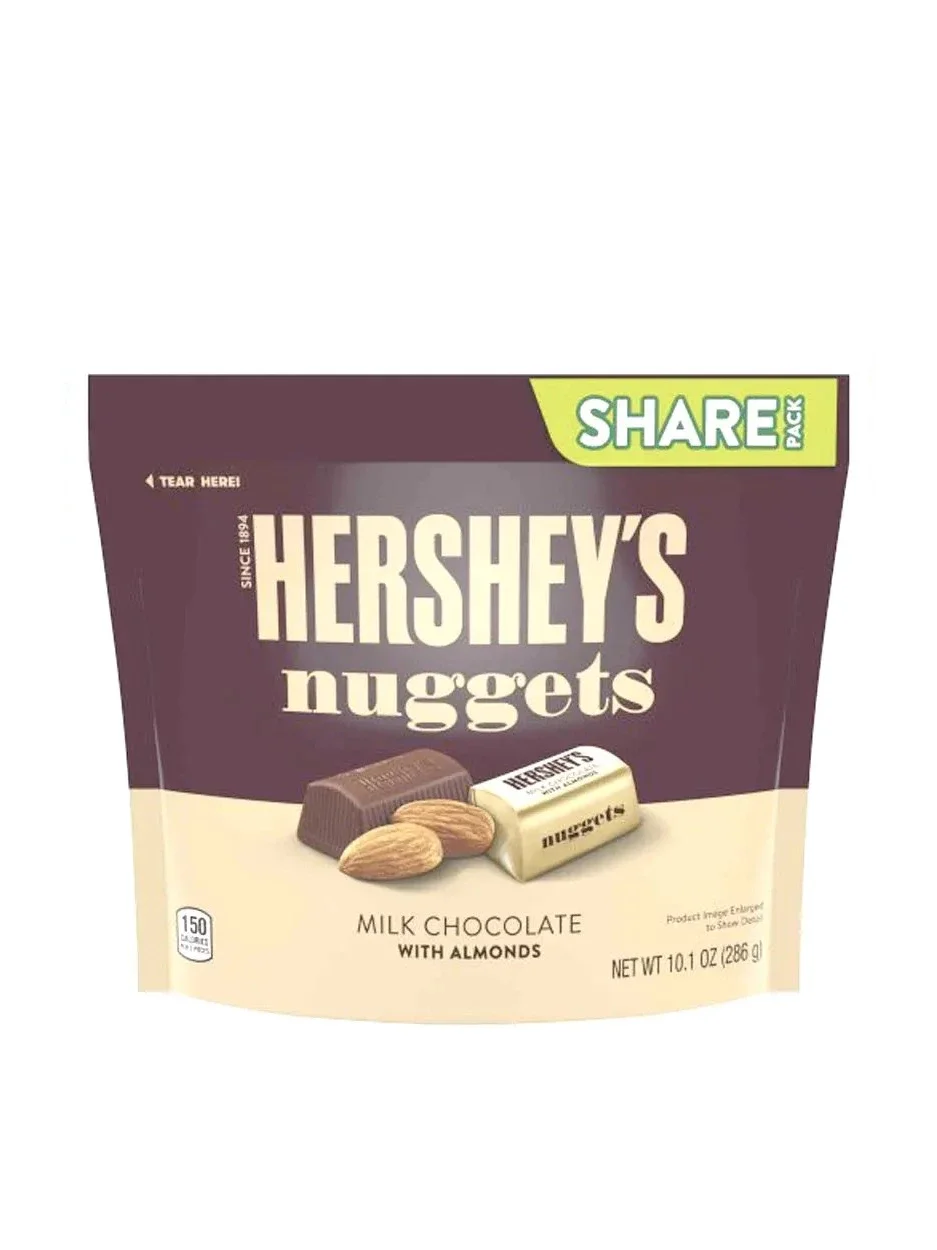 Socola sữa Hạnh Nhân Hershey's Nuggets Milk Chocolate With Almonds gói 286gr của Mỹ