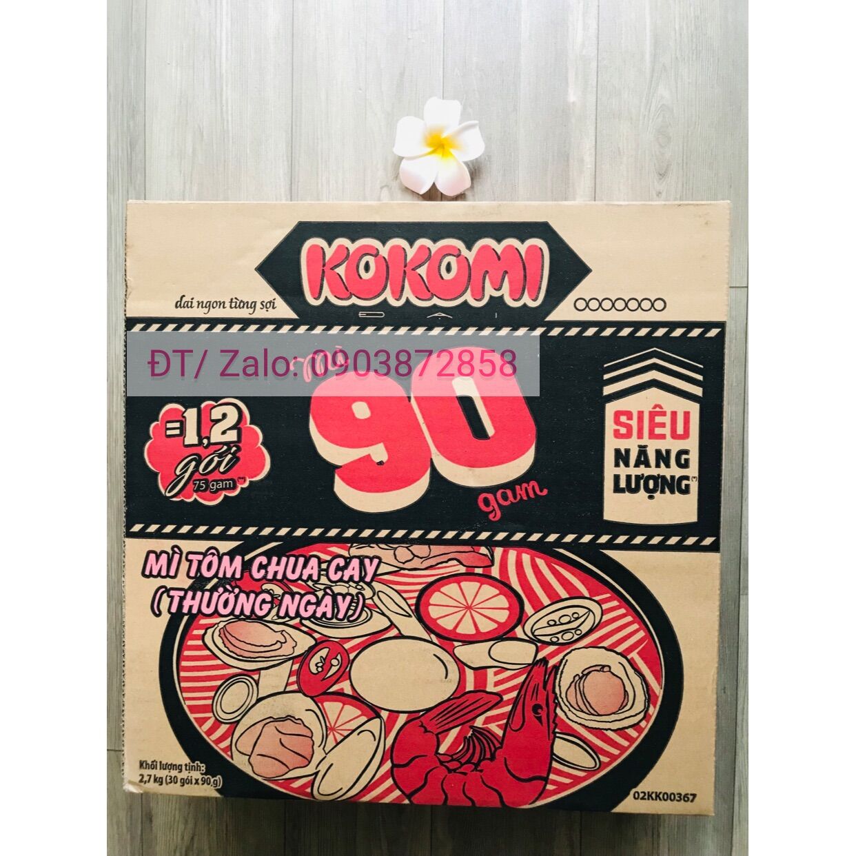 1 thùng 30 gói mì kokomi đại tôm chua cay 90gram