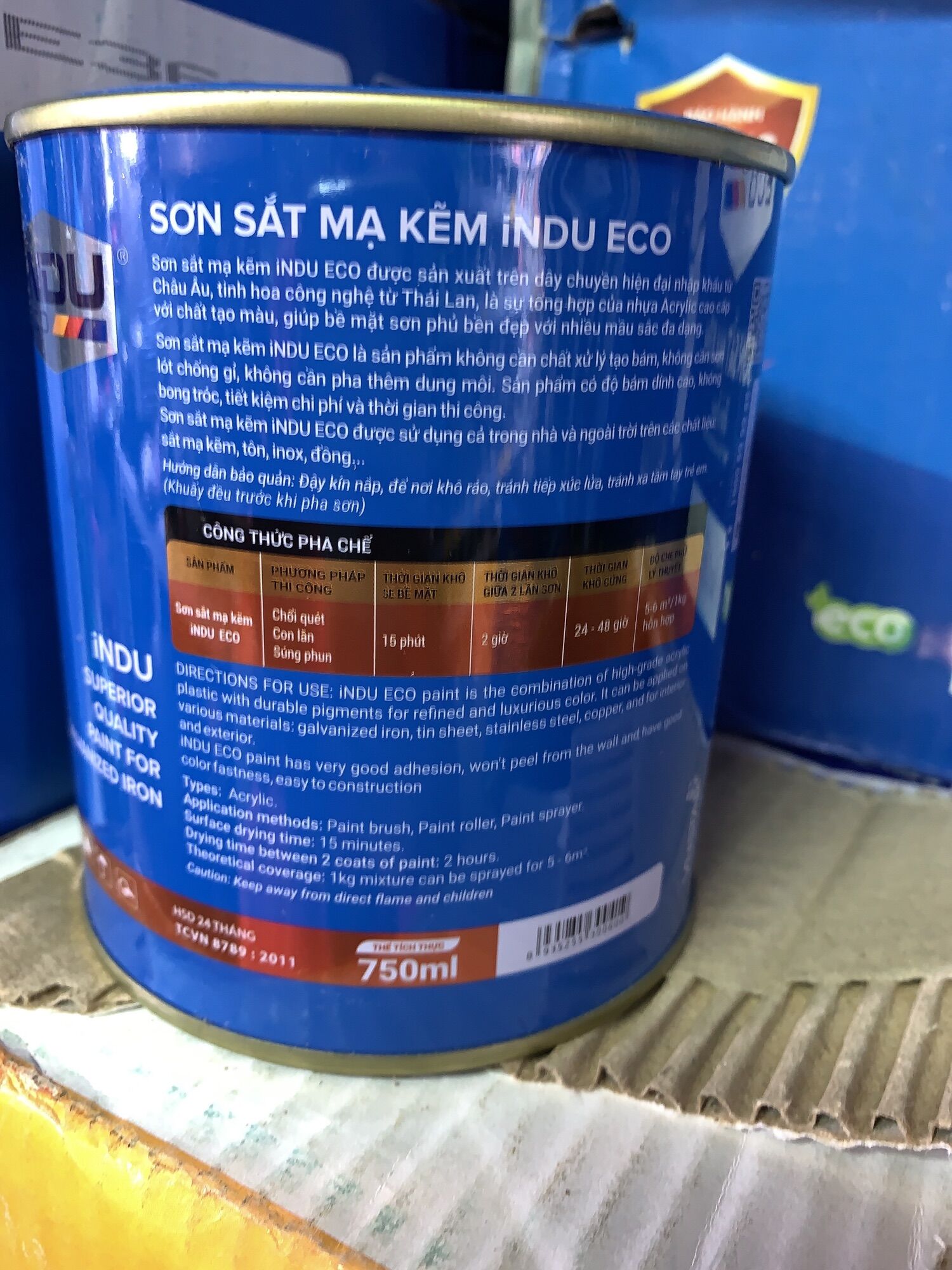 Sơn sắt mạ kẽm 2 thành phần INDU ECO đầy đủ các màu
