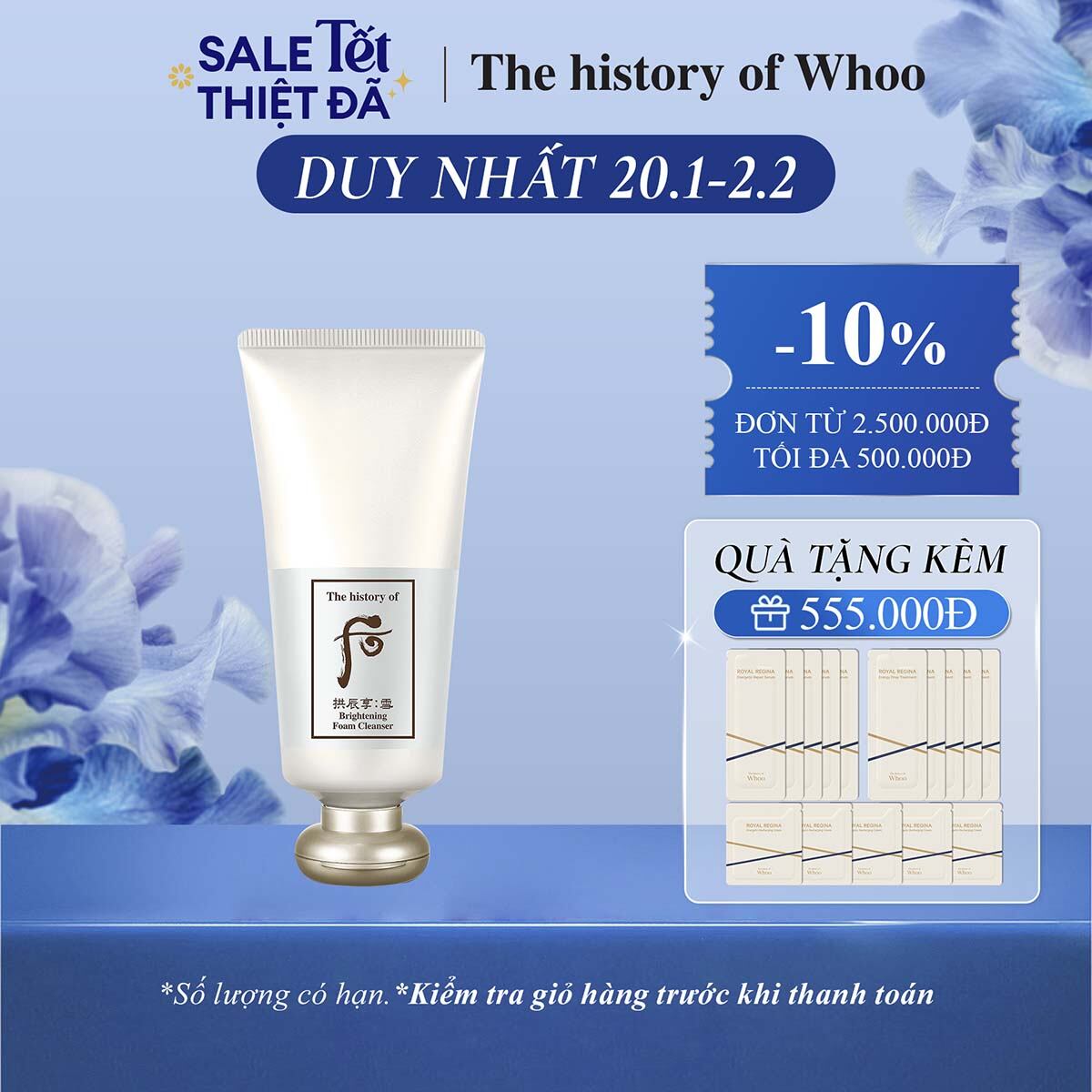 Sữa rửa mặt dưỡng trắng The history of Whoo Gongjinhyang Seol Brightening Foam Cleanser 180ml