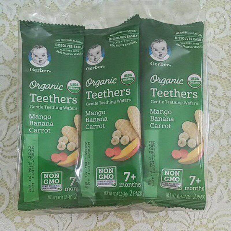 (Nhập Mỹ - Date 07/2024) Bánh gạo ăn dặm Organic Gerber Teethers