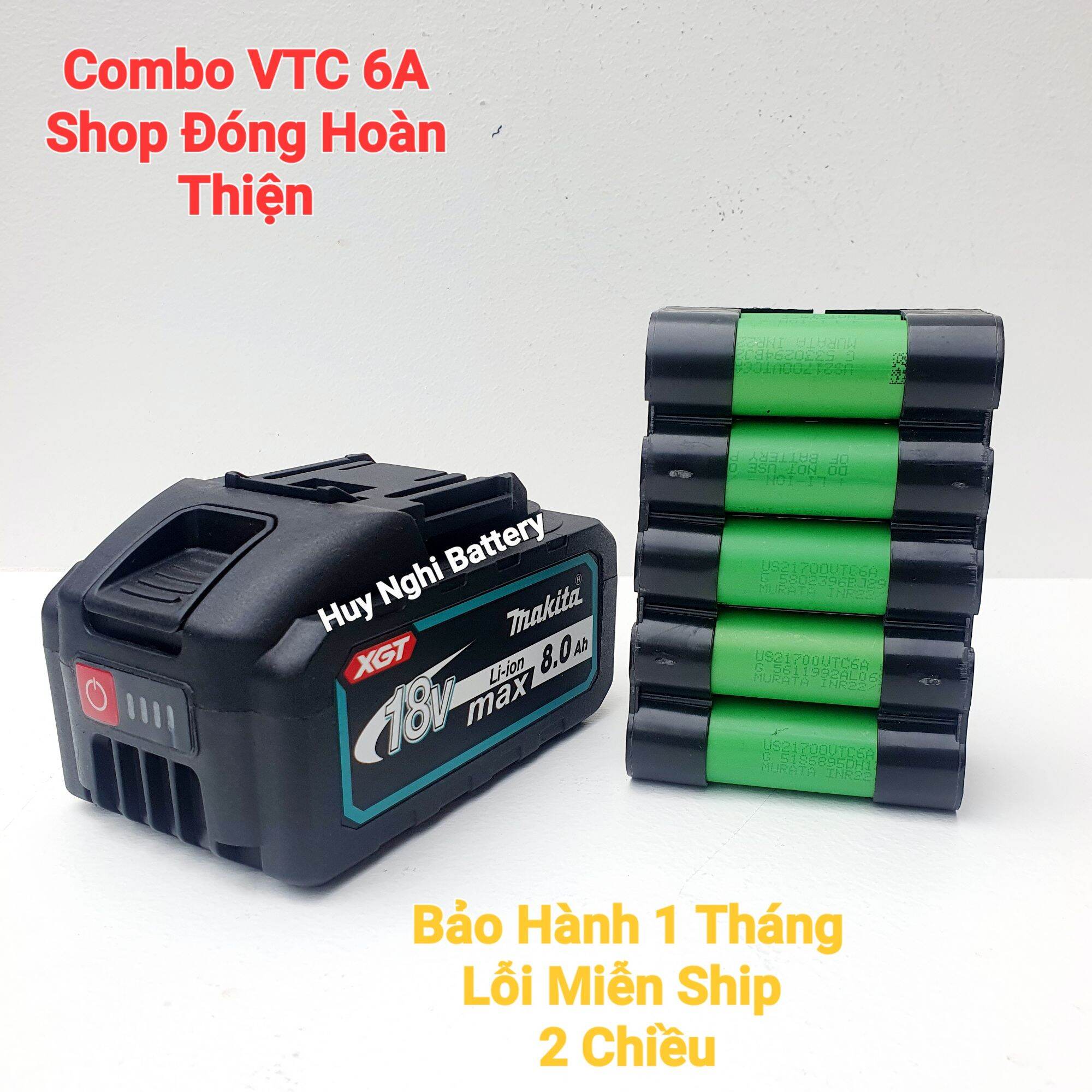 Combo: Vỏ 21700 + Mạch 5s80a + 10 Cell Samsung 40T