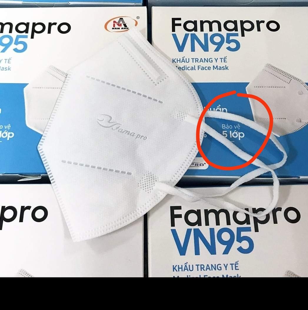 Khẩu trang y tế kháng khuẩn famapro vn95/5 lớp đạt chuẩn n95 chính hãng