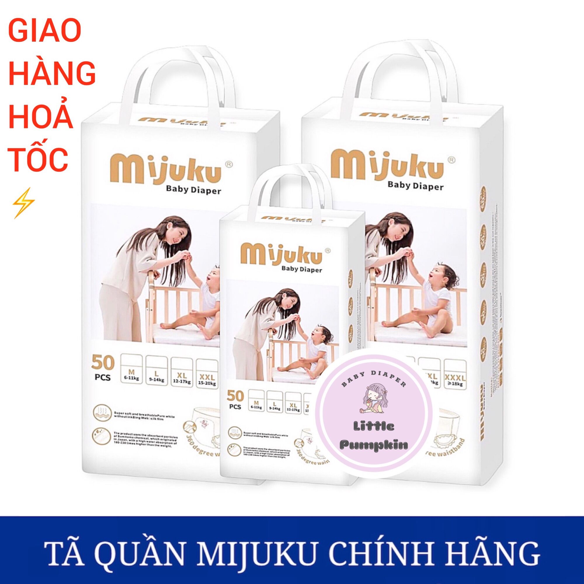 [100 MIẾNG] BỈM QUẦN/TÃ QUẦN MIJUKU CHO BÉ ĐỦ SIZE