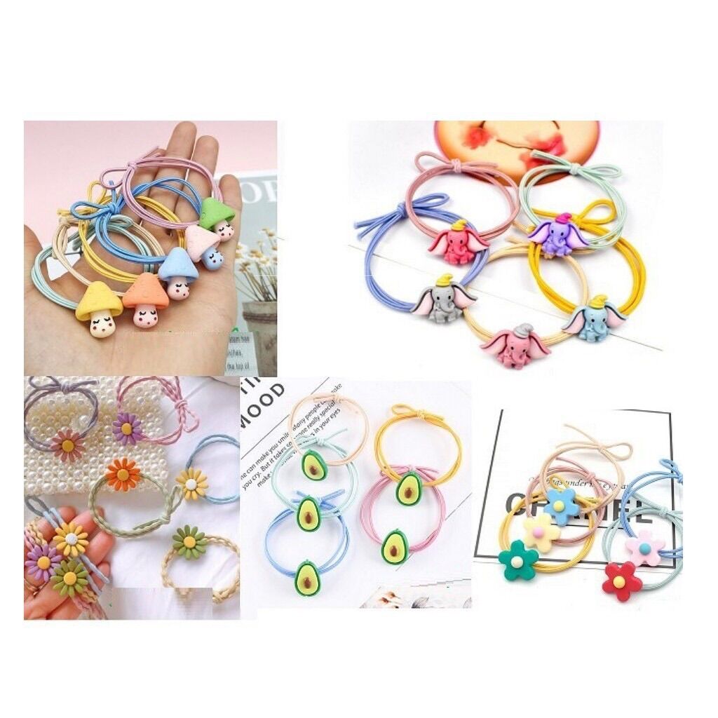 🔥 Set 10 Sợi Dây Cột Tóc HOA, THÚ Siêu Xinh, Đủ Các Mẫu