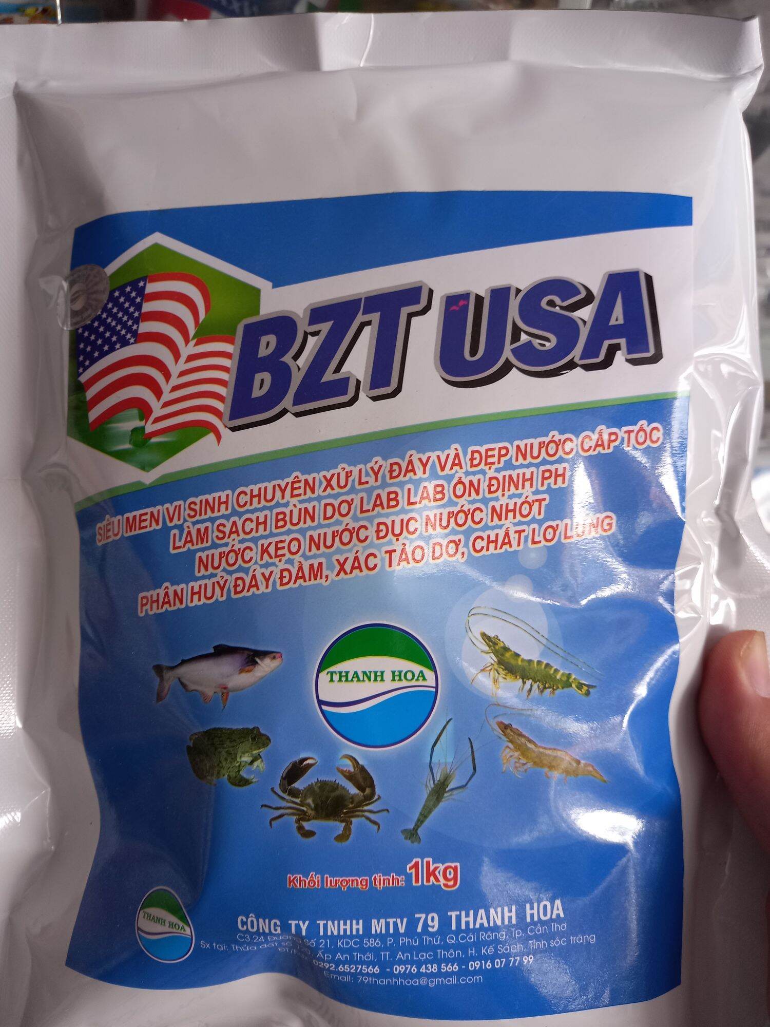 MEN VI SINH BZT USA phân hủy cực mạnh, dùng cho ao nuôi tôm cá, làm trắng đáy bi bùn đen, bị khí độc, tôm cá nổi đầu.