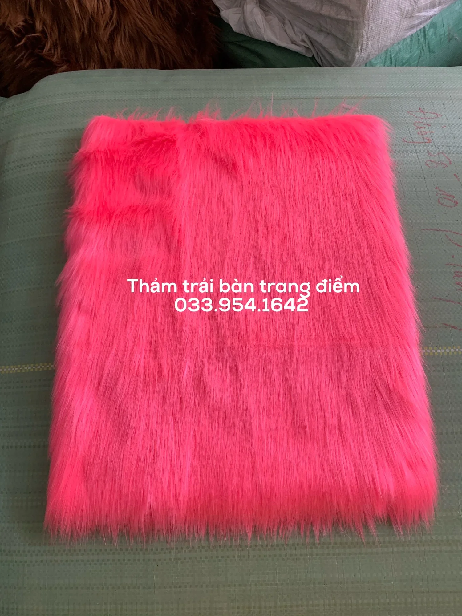 [HCM]Thảm lông trải bàn chụp nail mỹ phẩm màu hồng kitty 50cm x 40cm