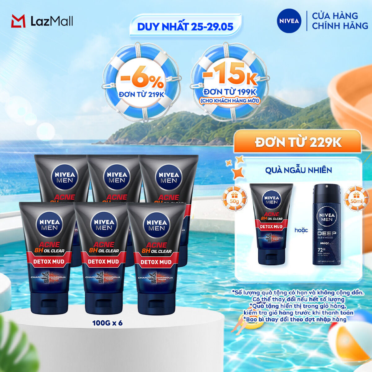 Bộ 6 Sữa Rửa Mặt Bùn Khoáng NIVEA MEN Kiểm Soát Nhờn  Ngừa Mụn (100g) - 83940