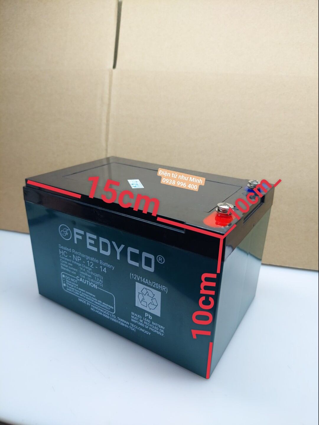 Bình loa kéo cao cấp 12v-14ah - kích thước 10x10x15cm