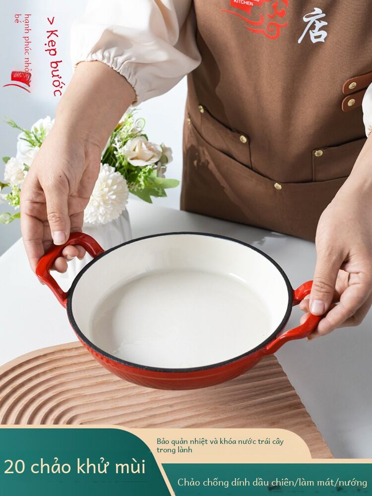 Chảo Chống Dính 20cm Có 2 Tai Chảo Chiên Bằng Sắt Nướng Bánh Và Trứng Chảo Chống Dính Đa Năng Cho Bếp Gas Và Bếp Từ