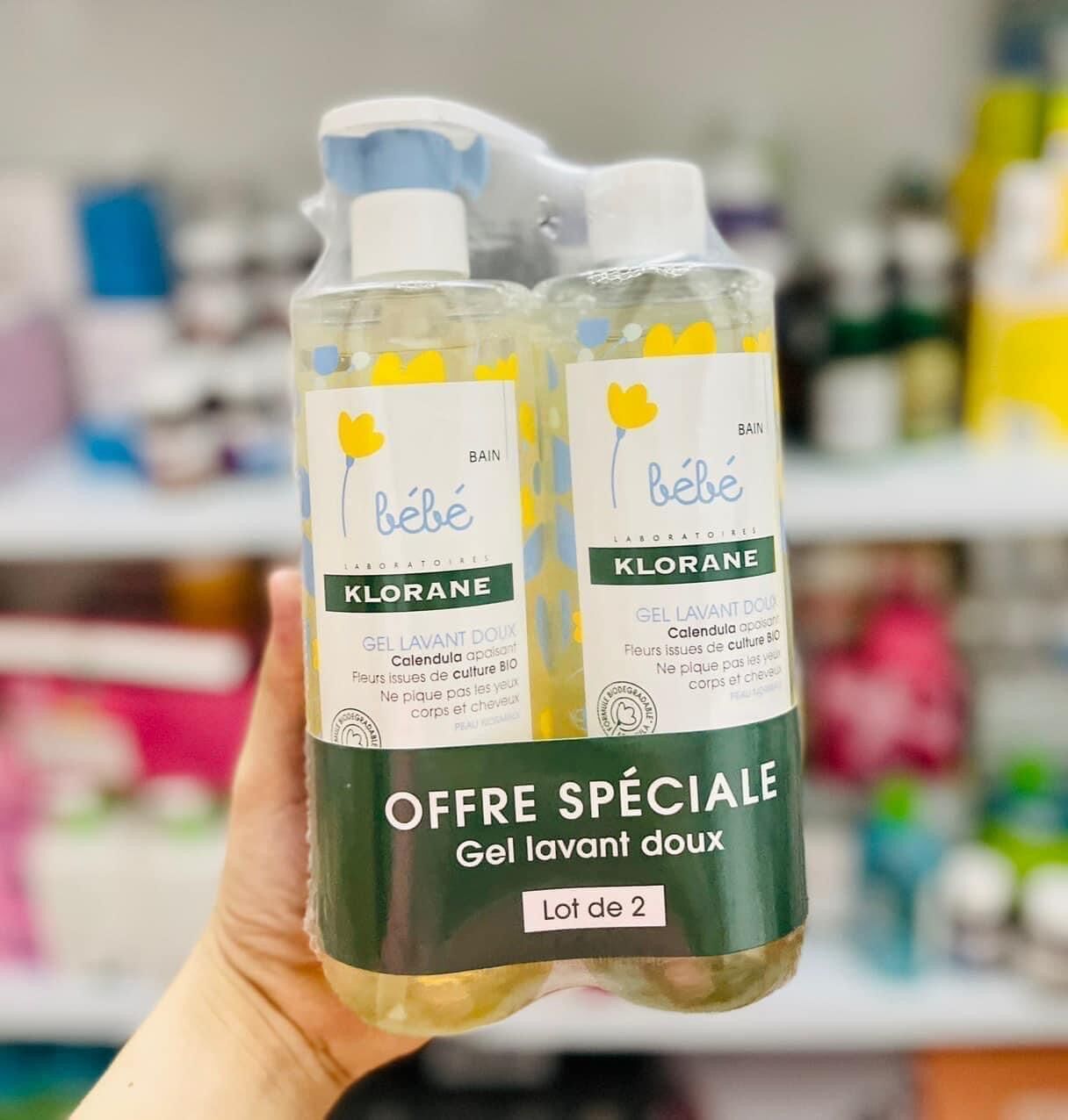 Sữa tắm gội 2in1 Klorane bebe mẫu mới nhất chai 500ml, Hàng chuẩn Pháp đi air, Sữa tắm Klorane bebe hàng Pháp
