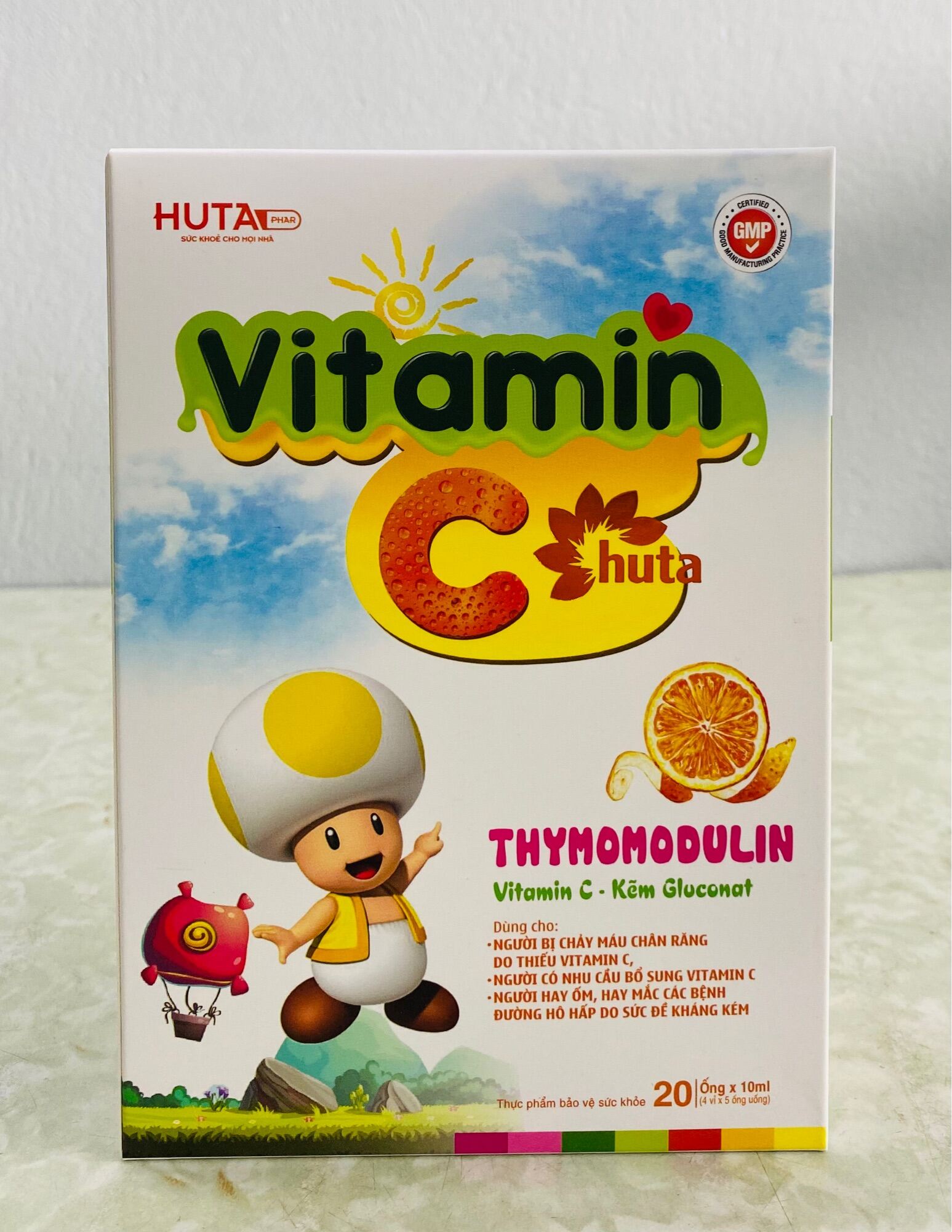 Hộp gồm 20 ống vitamin c , dùng cho trẻ em , trẻ nhỏ