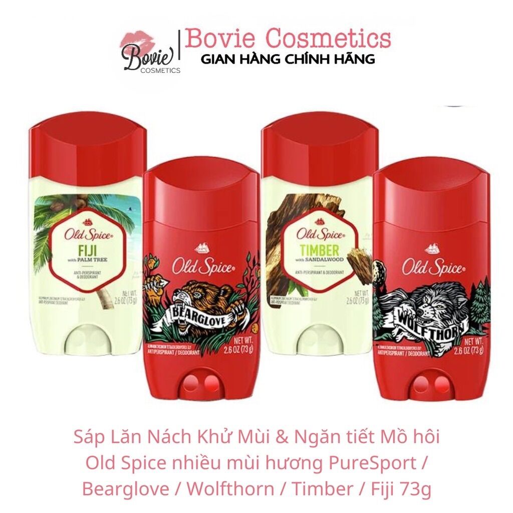Sáp Lăn Nách Khử Mùi & Ngăn tiết Mồ hôi Old Spice nhiều mùi hương Bearglove / Wolfthorn / Timber / Fiji 73g