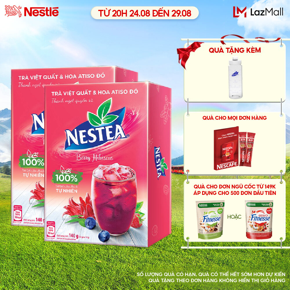 Combo 2 hộp trà việt quất và hoa atiso đỏ nestea 10 gói x 12 g