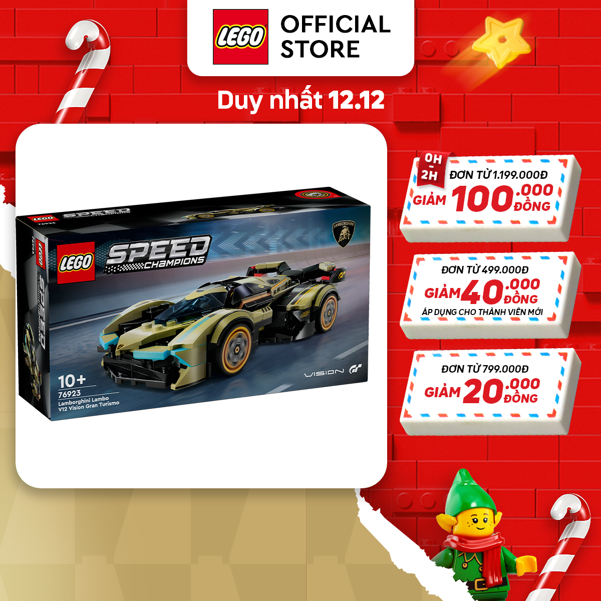 LEGO SPEED CHAMPIONS 76923 Đồ Chơi Lắp Ráp Siêu Xe Lamborghini Lambo V12 Vision Gt (230 chi tiết)