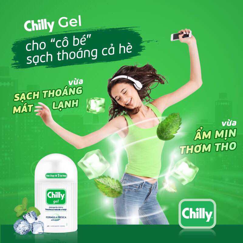 Chilly Gel Dung dịch vệ sinh phụ nữ số 1 tại Ý Chai 200ml nhập khẩu nguyên
