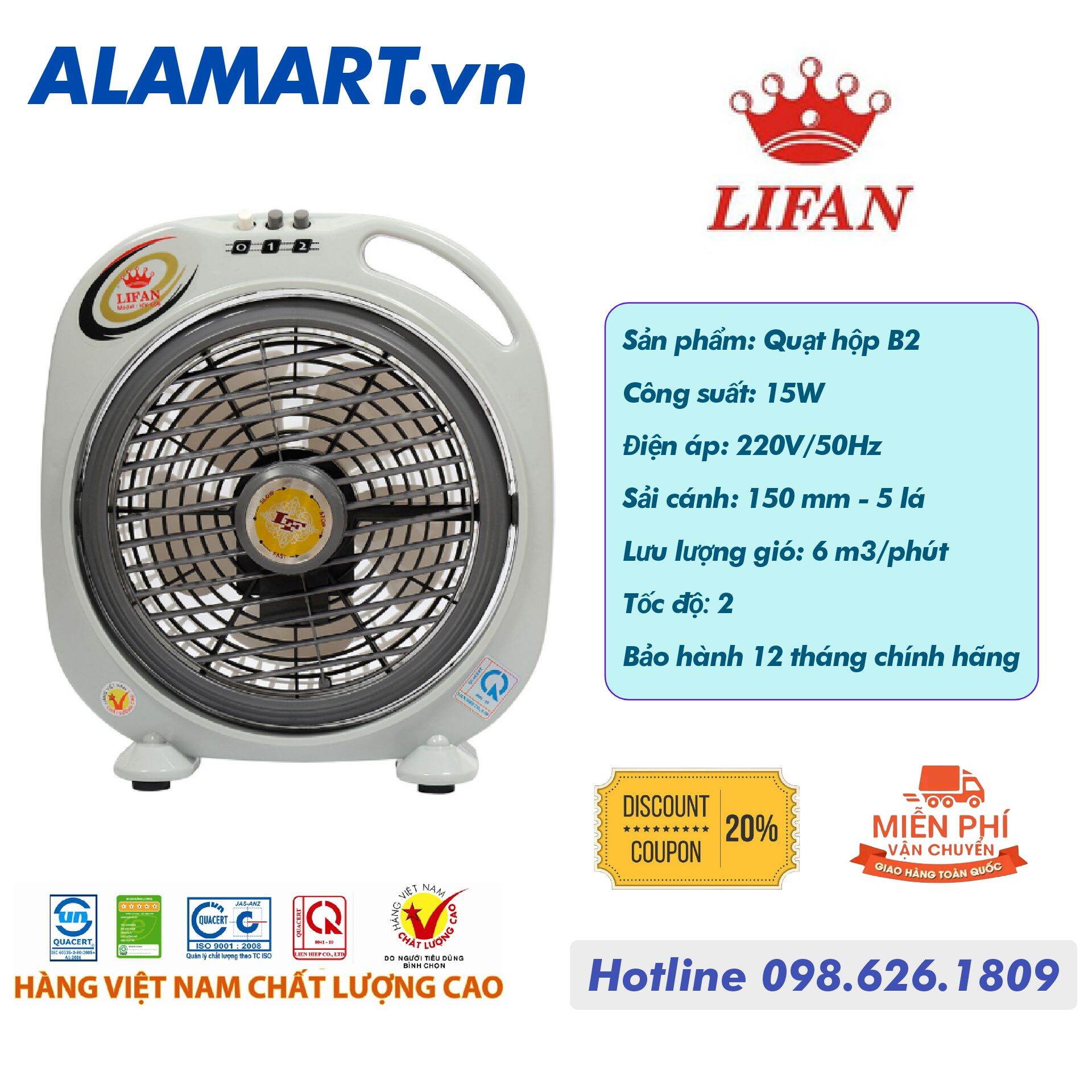 Quạt hộp lifan hv-666