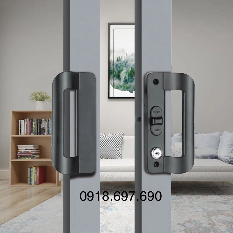 Bộ khoá cửa đi lùa chữ D nhôm xingfa hàng cao cấp