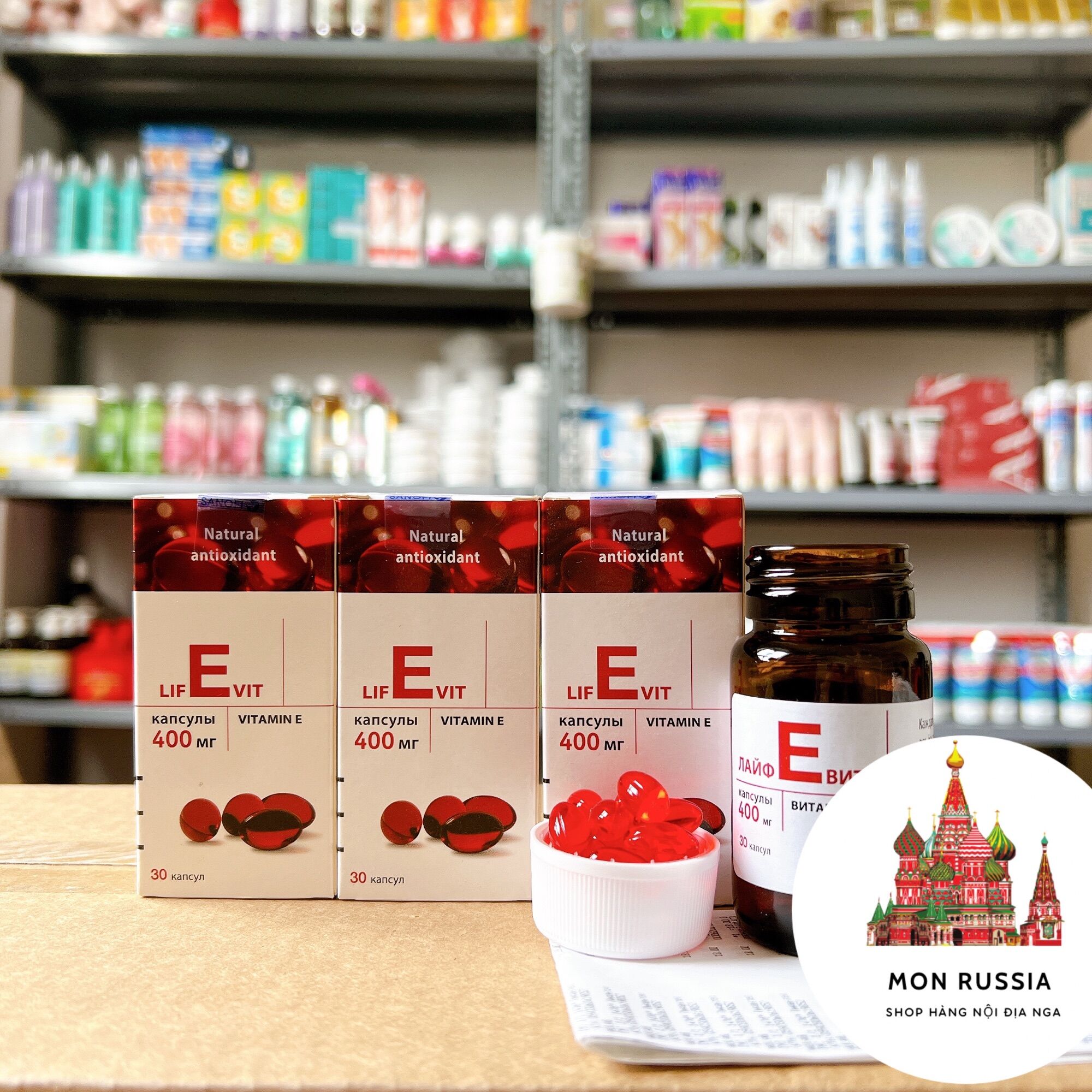 Vitamin E đỏ 400mg lọ thuỷ tinh của Nga