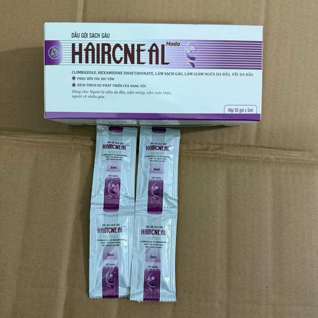  Dầu gội chống gàu Haircleen   hộp 50 gói x 5ml  Sạch gàu-Hết ngứa-Hết nấm 