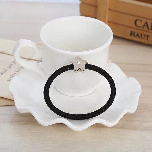 Dây cột tóc đen đính hạt style Hàn