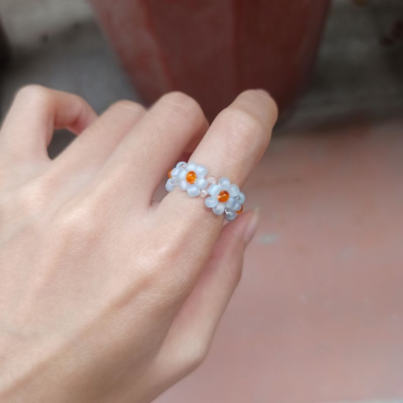 Nhẫn kết hoa hạt cườm mờ cao cấp nhiều mẫu