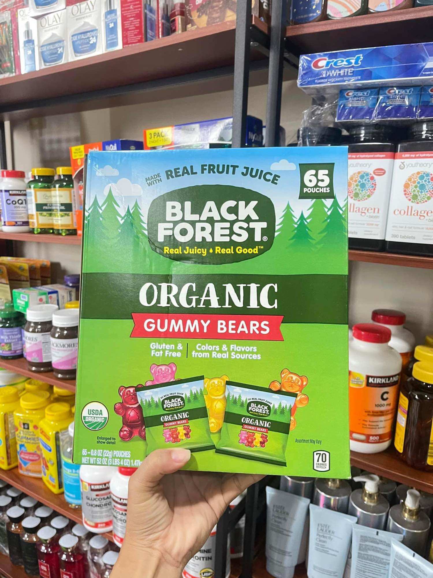 Mẫu mới kẹo dẻo gấu hữu cơ black forest organic gummy bears 65 gói của mỹ - date 01/2025