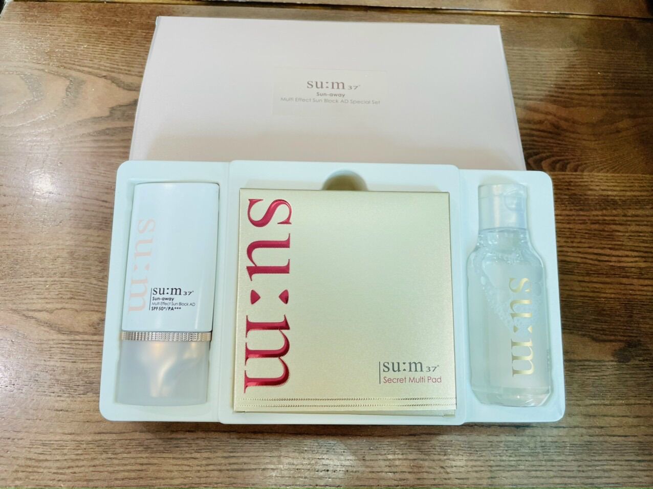Set kem chống nắng sum:37 sun away multi effect sun block ad spf 50 /pa +++