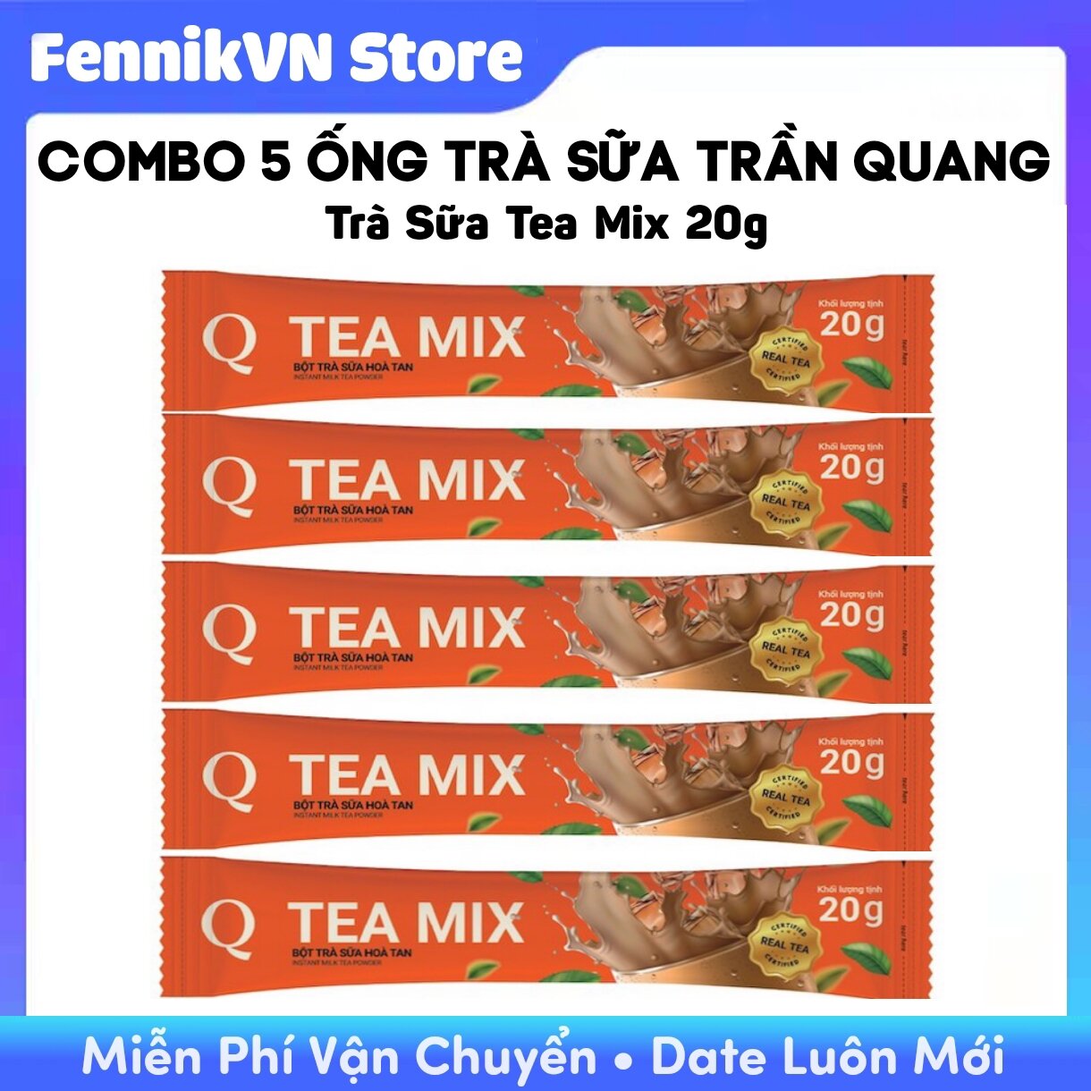 Combo 5 ống trà sữa tea mix trần quang