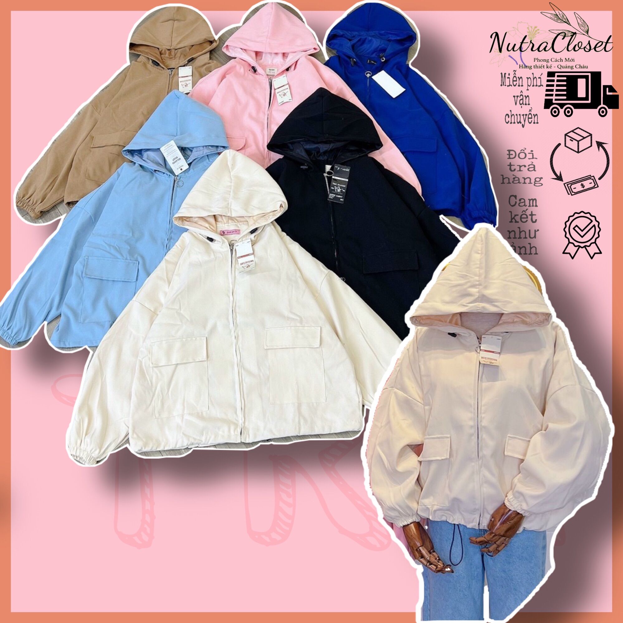 Áo khoác kaki da lộn 2 lớp trơn basic túi hộp có nón unisex ulzzang nam nữ