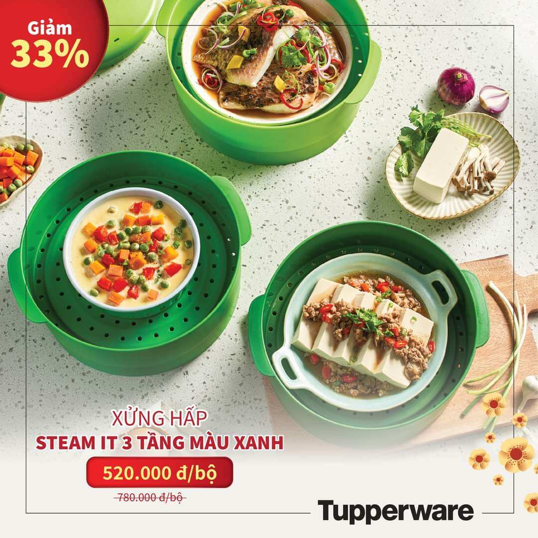 Xửng hấp 3 tầng Steam It - Tupperware chính hãng