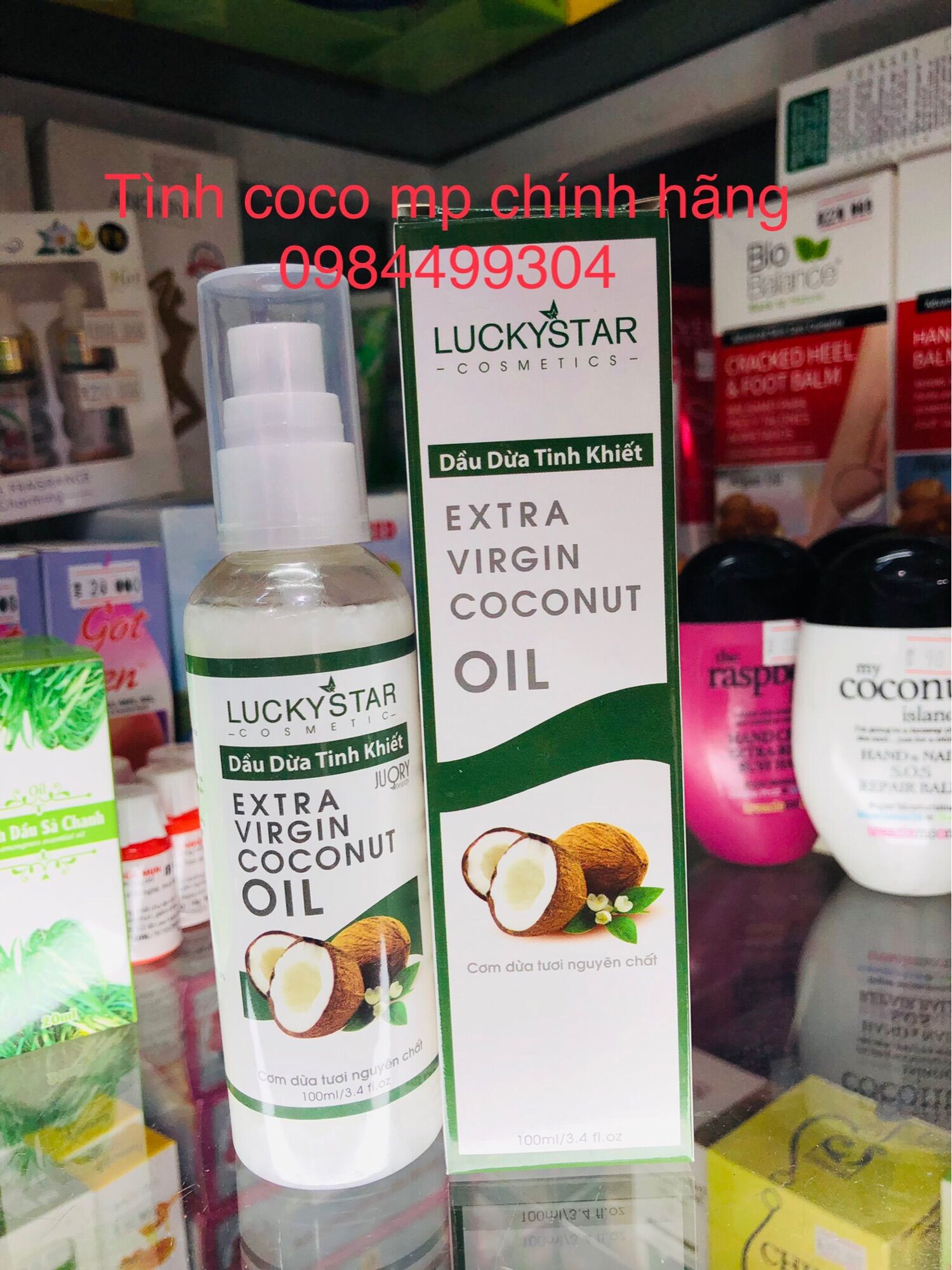 Dầu dừa nguyên chất ép lạnh tinh khiết dưỡng da, dưỡng tóc, dưỡng môi luckystar 100ml