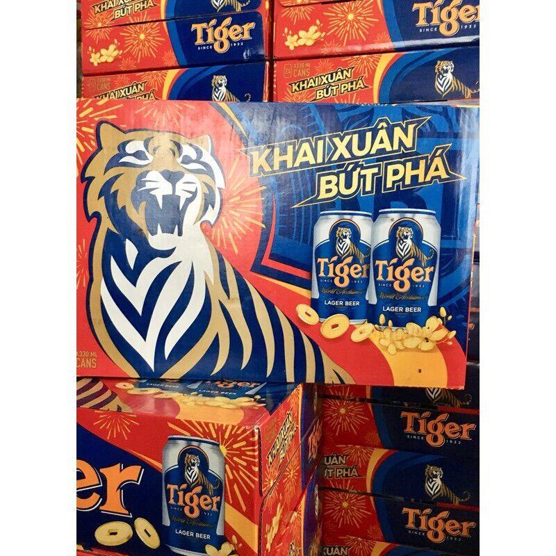 Bia tiger nâu 330ml x 24 lon mẫu tết 2022