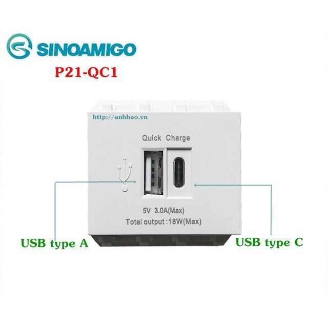 Nhân ổ cắm sạc Usb typec type C lắp vừa mặt Panasonic Wide