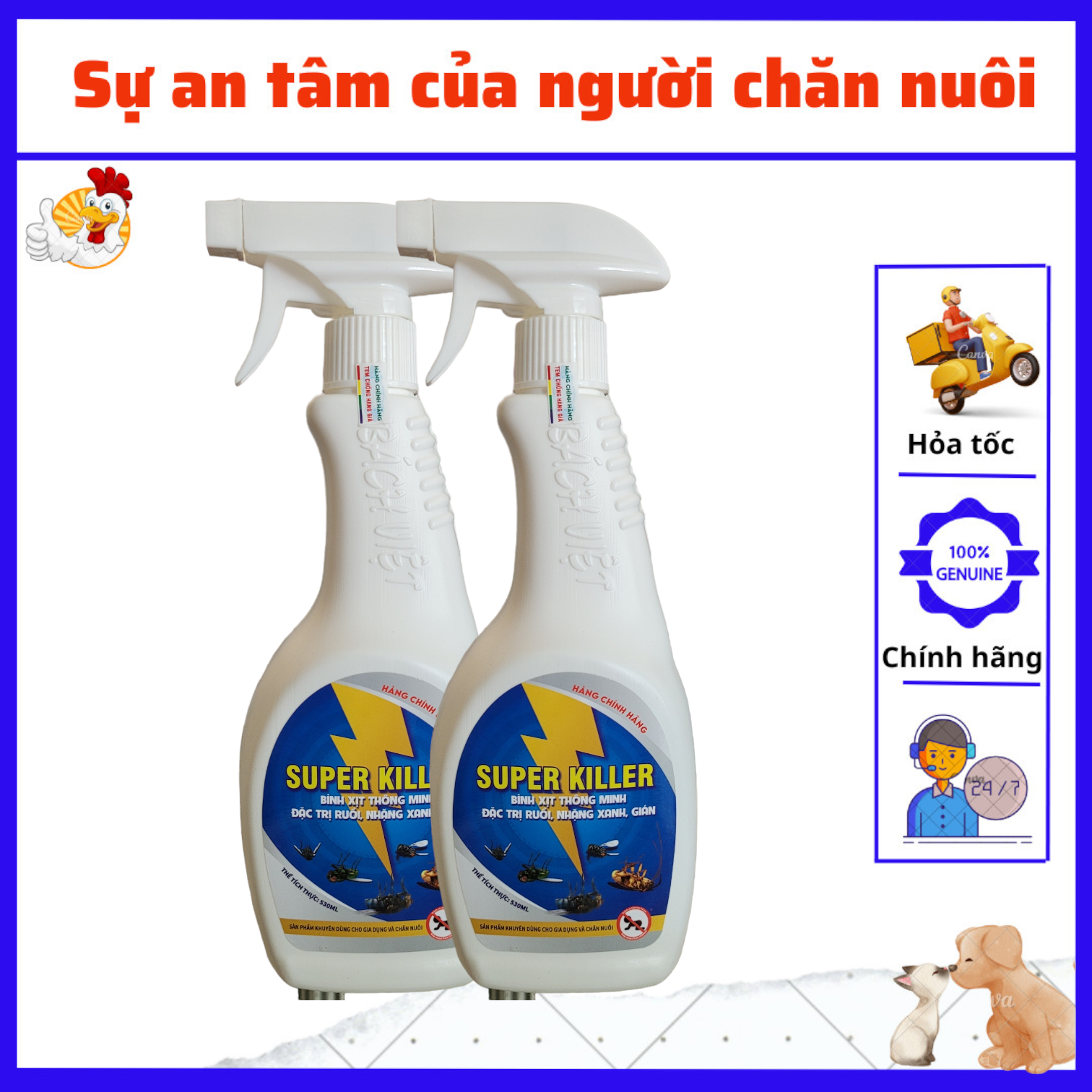 Super killer: 350ml bình sịt thông minh, trị ruồi xanh, nhặng, gián, kiến, muỗi.