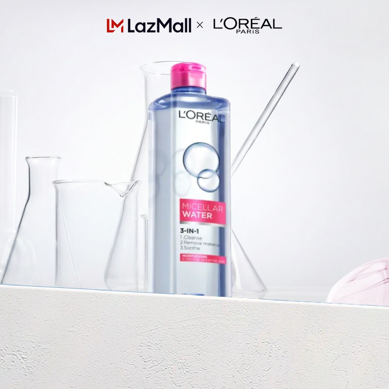 Nước tẩy trang dưỡng ẩm L'Oreal Paris Micellar Water 400ml (màu hồng)