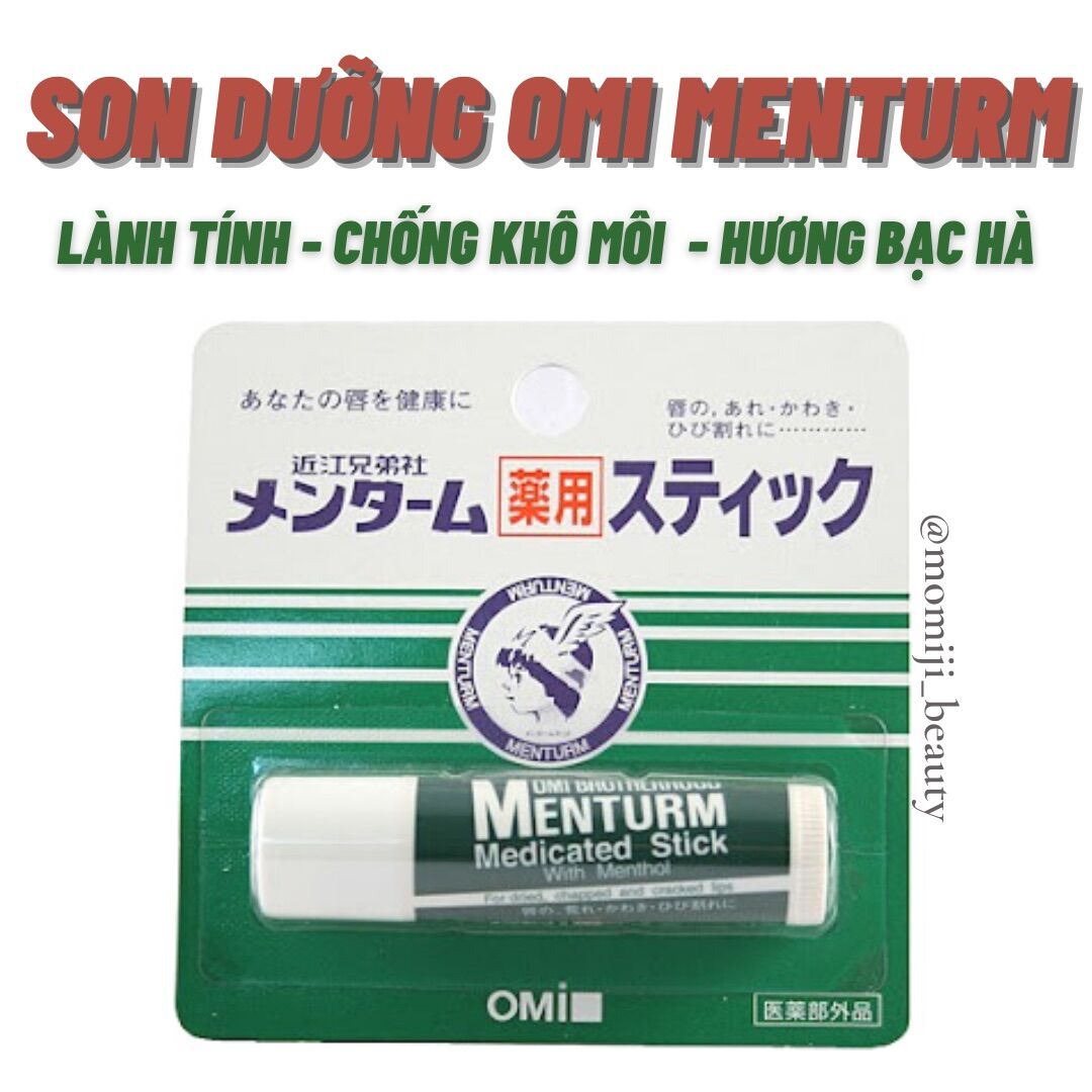 Son dưỡng Omi Menturm bạc hà chống khô môi nứt nẻ Nhật