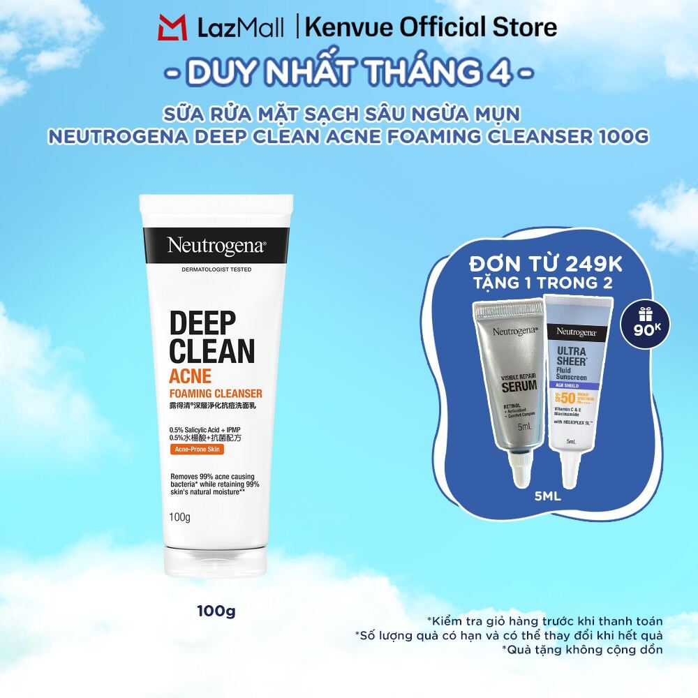 Sữa rửa mặt NGỪA MỤN Neutrogena Deep Clean Acne Cleanser 100g