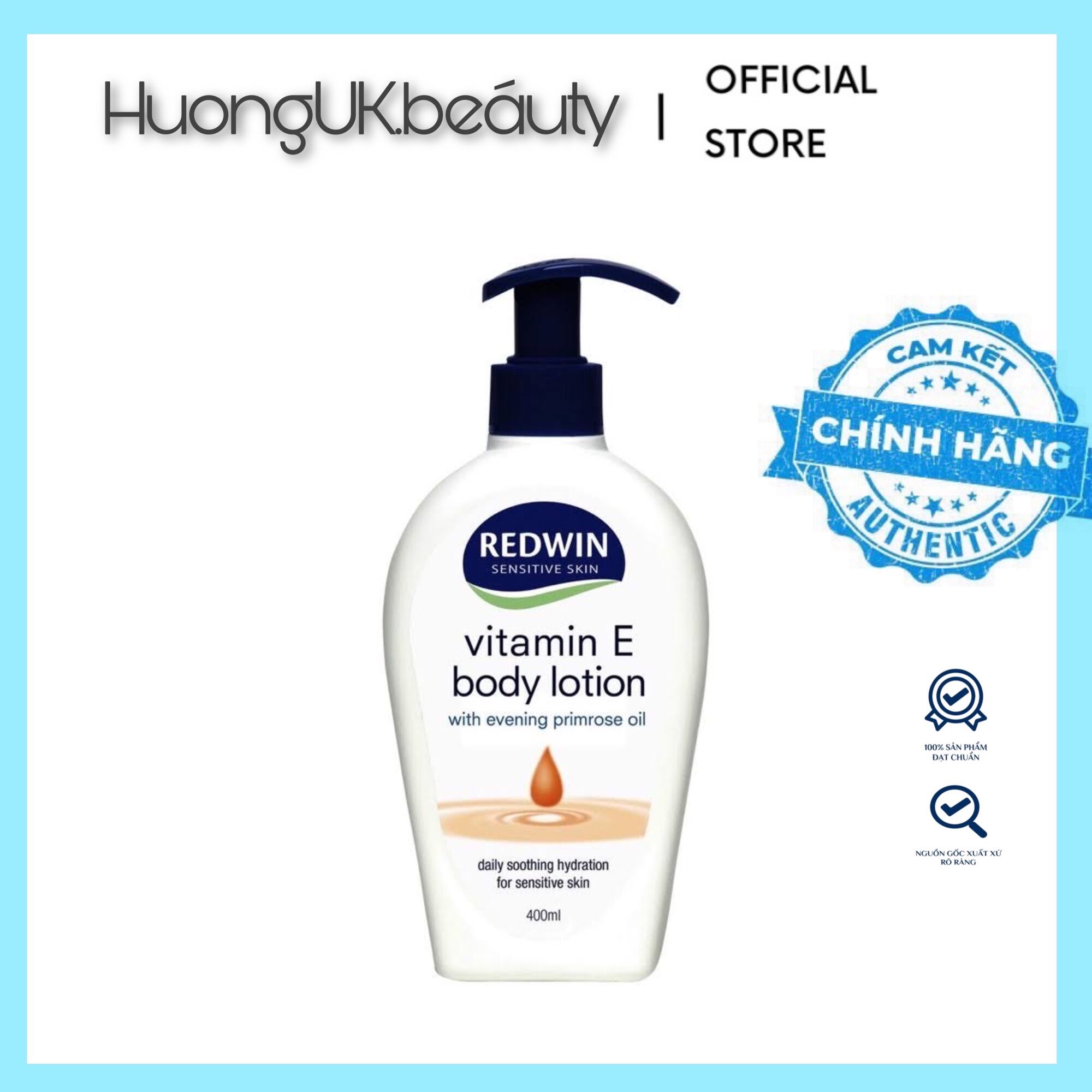 Kem dưỡng da mềm mịn redwin vitamin e cream 400ml dạng vòi hàng úc