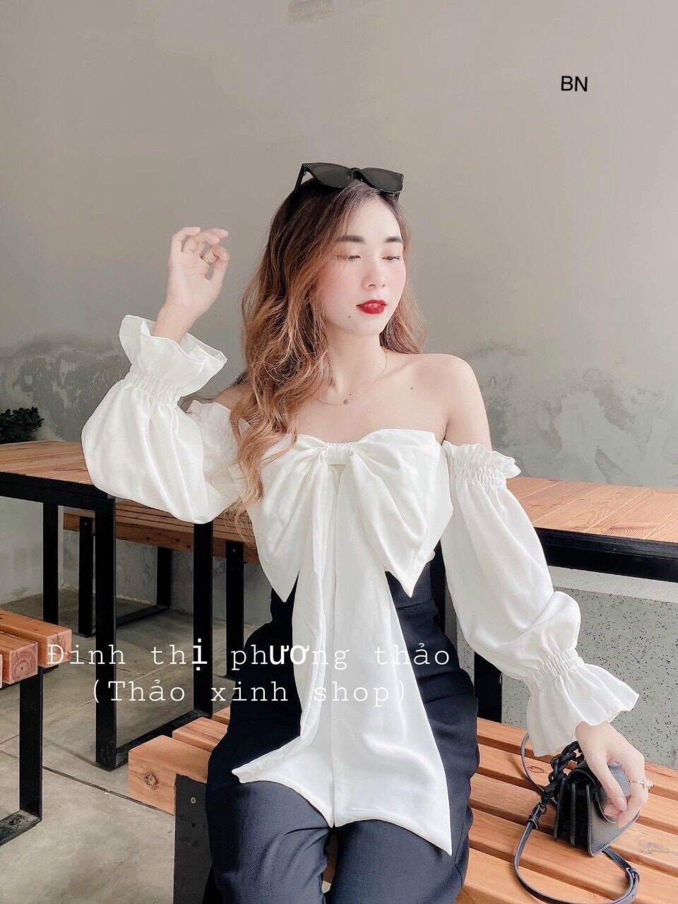 Áo bẹt vai nơ to 30a