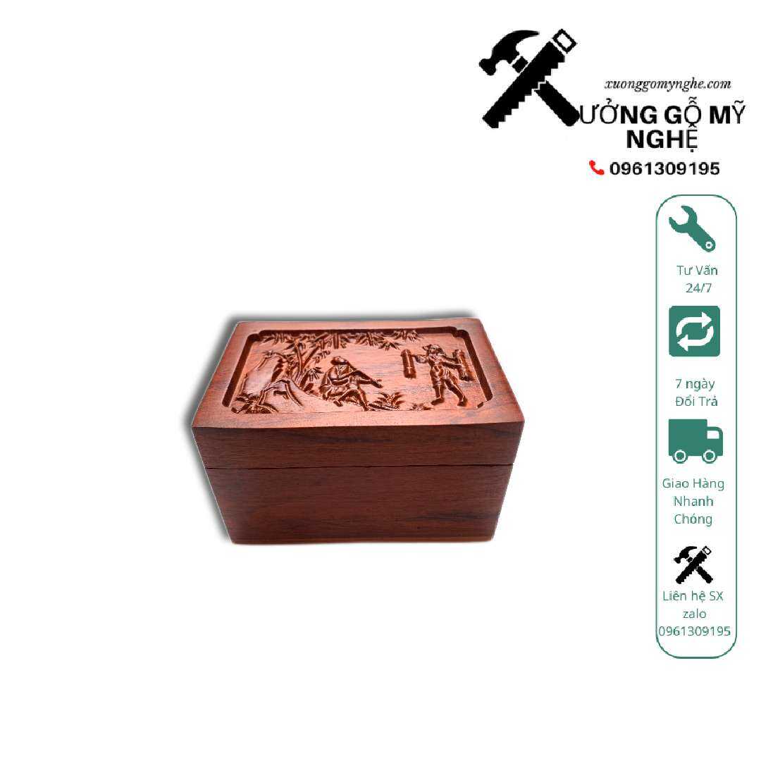 Hộp Đựng Thuốc Lào bằng gỗ có khóa