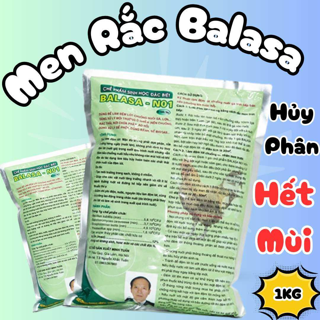 Balasa men phân hủy chất độn chuồng giúp giảm mùi hôi, khô phân gói kg gà, vịt, heo