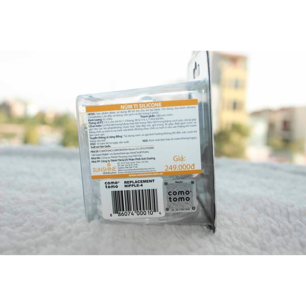 Hộp 2 núm ti siêu mềm thay thế bình sữa comotomo (đủ size 1, 2,3,,y cắt)