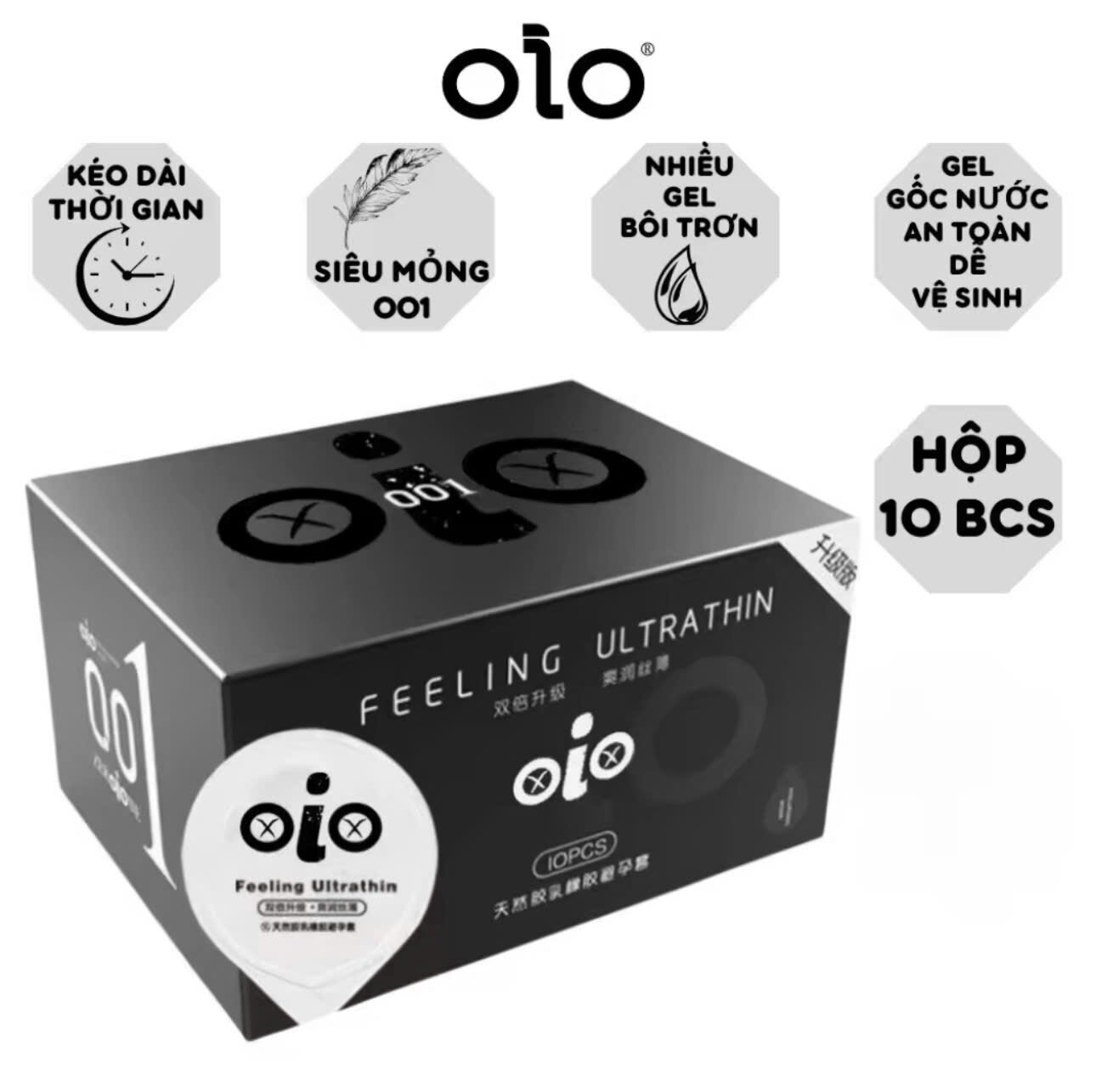 bao cao su 0l0 001 đen siêu mỏng hộp 10 chiếc